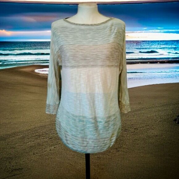 Vintage Y2K 212 New York TWO ONE TWO Blue/Tan Striped Lightweight Sweater XL - Picture 12 of 16